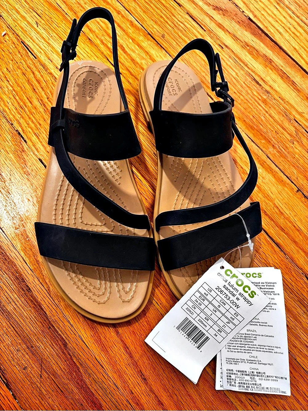 Crocs Tulum Strappy Sandal Strappy Sandals in Black & Brown US 5 NWT